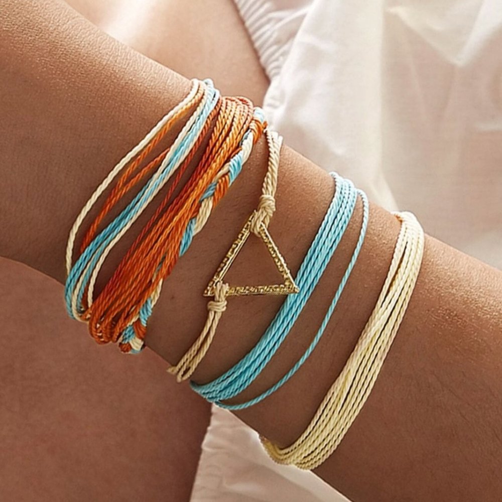 NEW 6pcs Adjustable Friendship Strand Bracelet Set